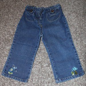 Gymboree Girls 2T Mouse and Mushroom Jeans with Flowers - Used